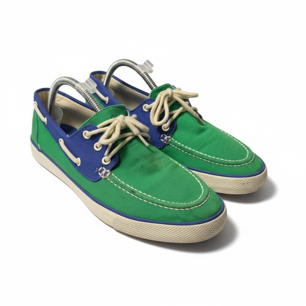 Polo Ralph Lauren Franz Canvas Deck Boat Shoes Green Blue Mens 9.5 D